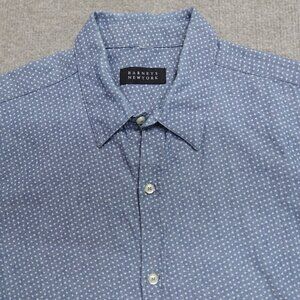 Barneys Shirt Medium Chambray Blue Polka Dot